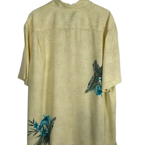 Havana Jack’s Café Hawaiian Camp Shirt Yellow Blue Floral Rayon XL - Picture 2 of 7